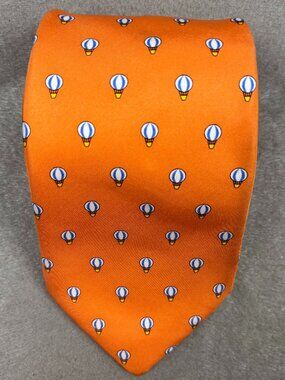 Lee Allison 100% Silk Orange Hot Air Balloon Novelty Tie